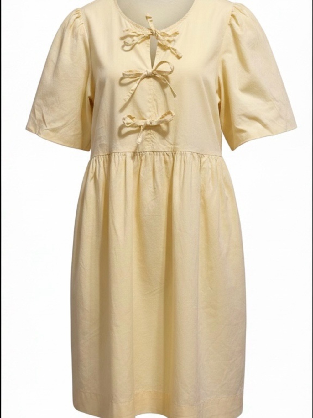 Joie Butter Yellow Cotton Puff Sleeve Babydoll Mini Dress Size Small
